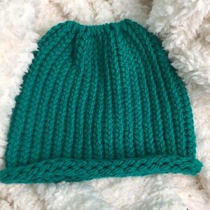 Teal ponytail hat